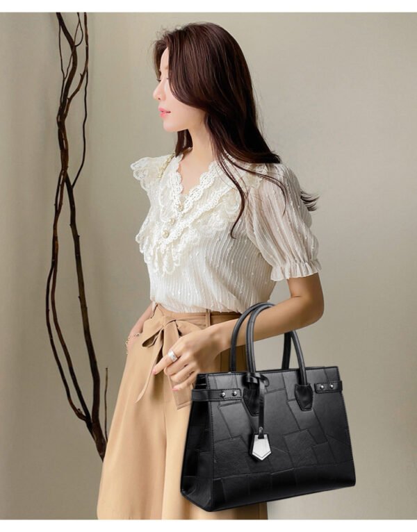 PU Minimalist Patchwork Tote Bag — Large Capacity & Premium Feel