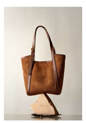 Genuine Suede Leather Tote Bag — Minimalist Large Capacity Commuter Bag