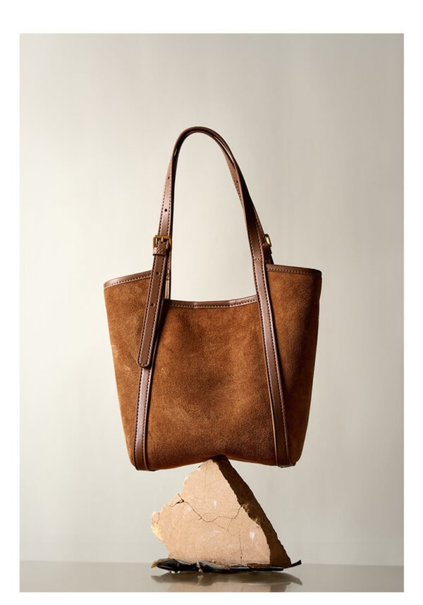 详情-15 Genuine Suede Leather Tote Bag — Minimalist Large Capacity Commuter Bag