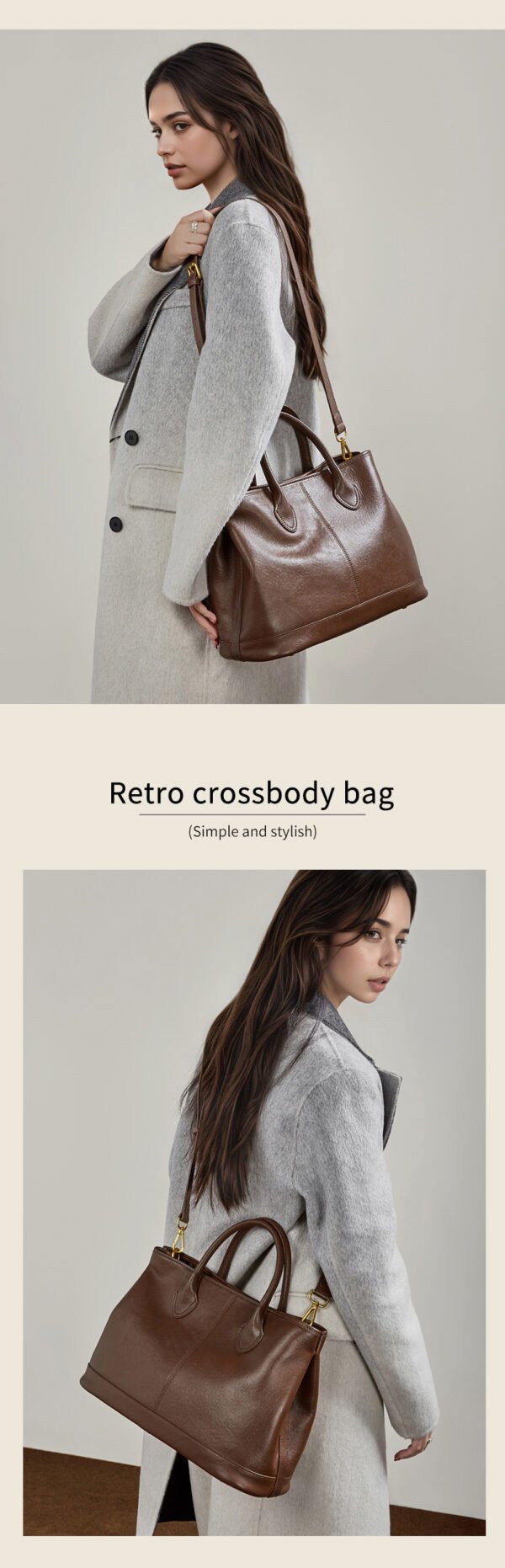 Genuine Leather Tote Bag — Large Capacity Fashionable Shoulder Bag for Women