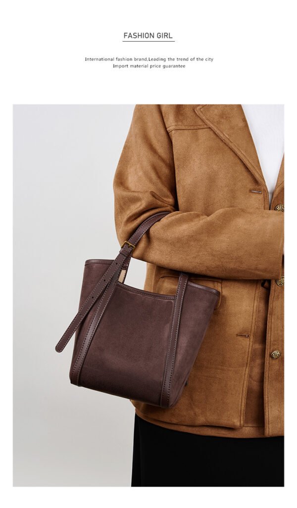 详情-17 Genuine Suede Leather Tote Bag — Minimalist Large Capacity Commuter Bag