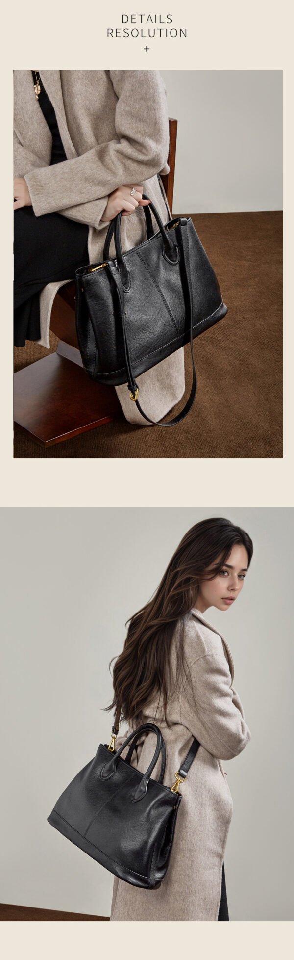 Genuine Leather Tote Bag — Large Capacity Fashionable Shoulder Bag for Women