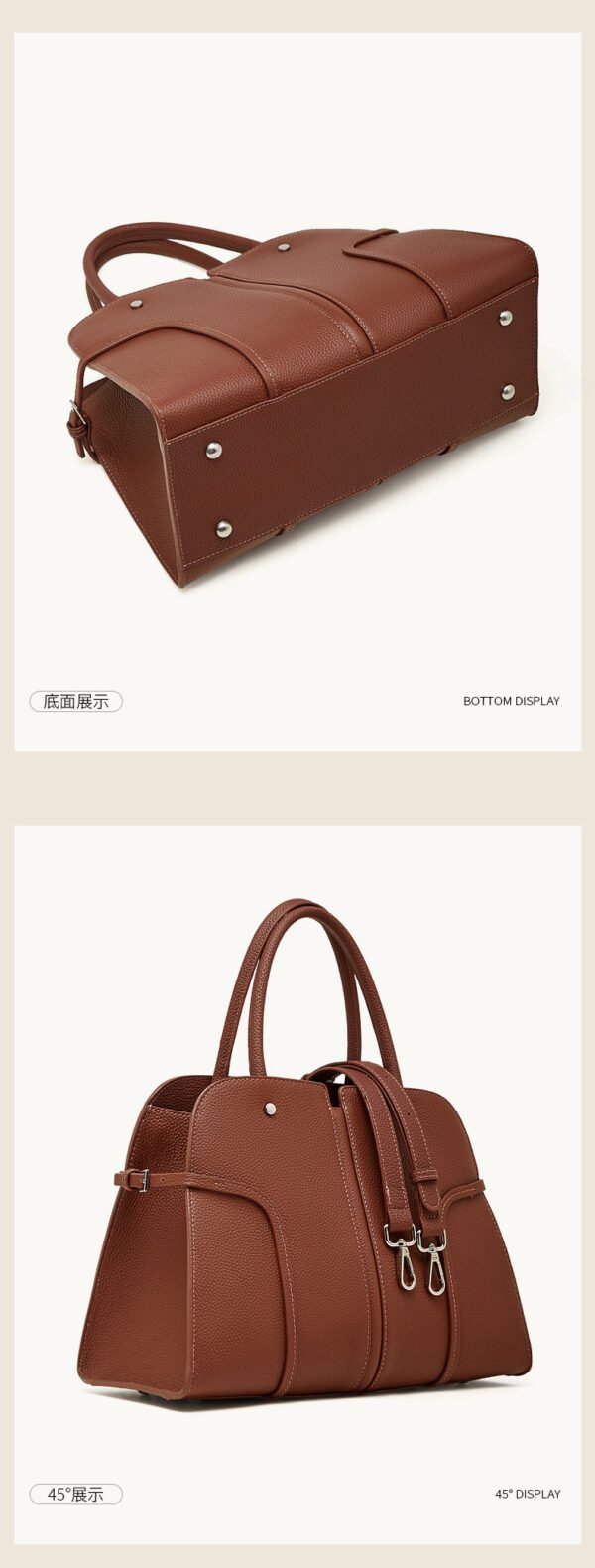 Genuine Leather Tote & Crossbody Bag — Large Capacity Smiley Shell Design