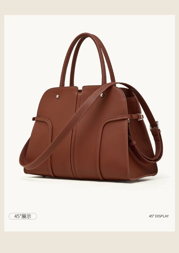 Genuine Leather Tote & Crossbody Bag — Large Capacity Smiley Shell Design