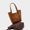 详情-19 Genuine Suede Leather Tote Bag — Minimalist Large Capacity Commuter Bag