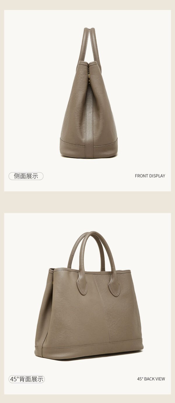 Genuine Leather Tote Bag — Large Capacity Fashionable Shoulder Bag for Women