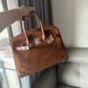 详情-20 Suede Leather Birkin-Style Tote Bag — Premium Matte Texture & Large Capacity