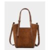 详情-20 Genuine Suede Leather Tote Bag — Minimalist Large Capacity Commuter Bag
