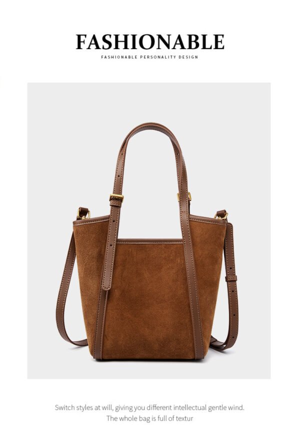 详情-20 Genuine Suede Leather Tote Bag — Minimalist Large Capacity Commuter Bag