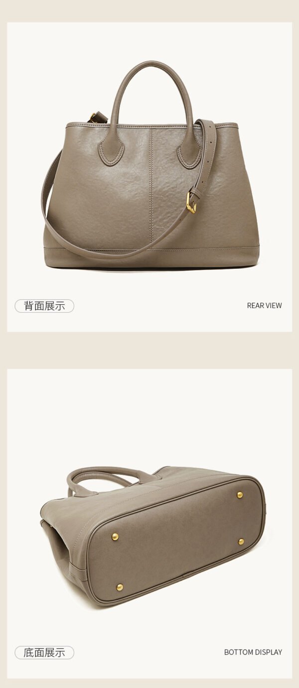 Genuine Leather Tote Bag — Large Capacity Fashionable Shoulder Bag for Women