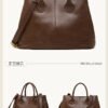 Genuine Leather Tote Bag — Large Capacity Fashionable Shoulder Bag for Women