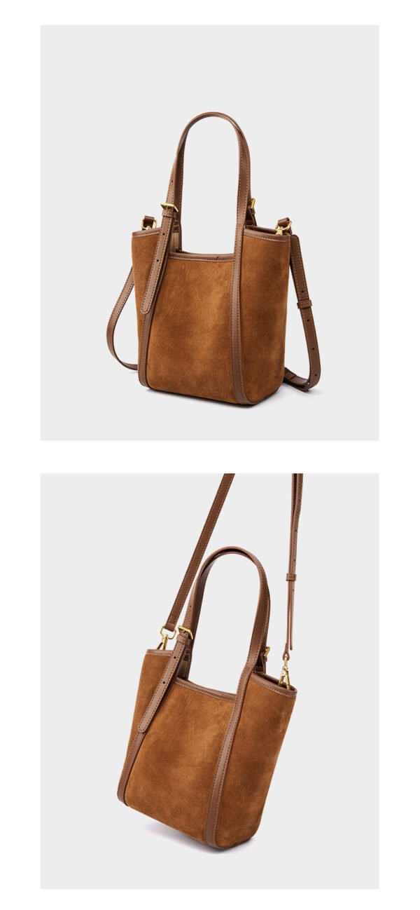 详情-22 Genuine Suede Leather Tote Bag — Minimalist Large Capacity Commuter Bag