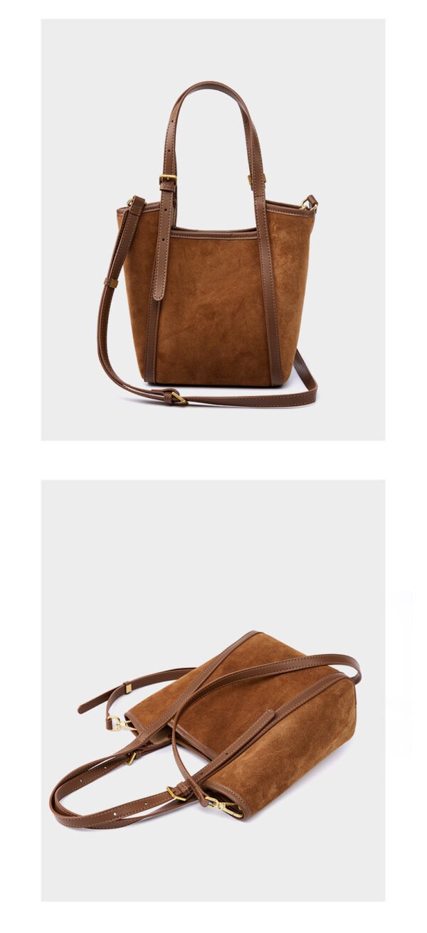 详情-23 Genuine Suede Leather Tote Bag — Minimalist Large Capacity Commuter Bag