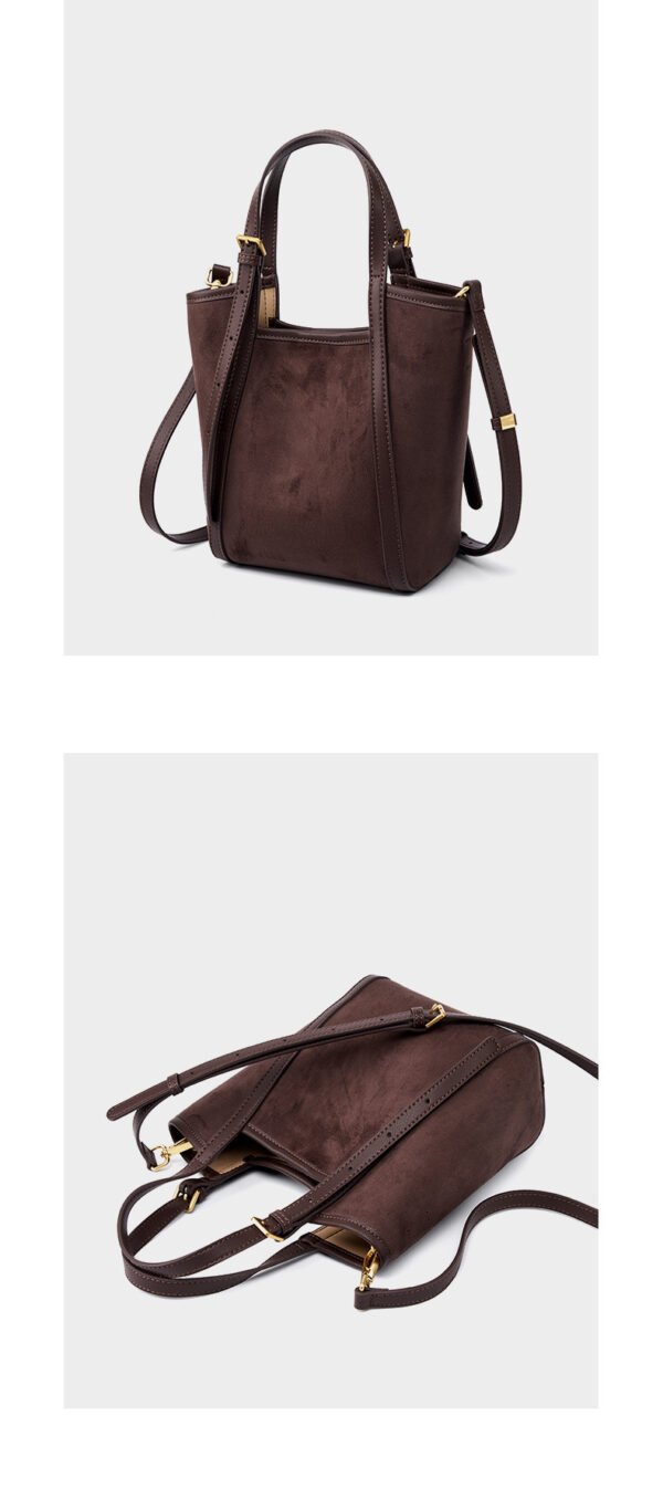 详情-26 Genuine Suede Leather Tote Bag — Minimalist Large Capacity Commuter Bag