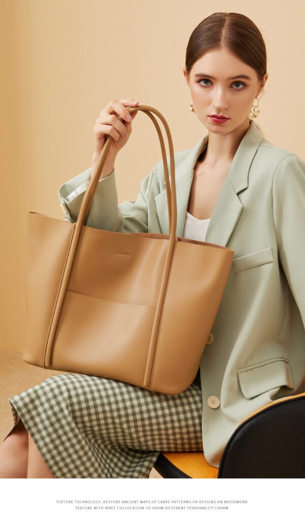 Genuine Leather Tote Bag — Large Capacity Work & Commuter Bag for Women