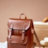 详情-33 Vintage Genuine Leather Laptop Backpack — British Retro Style & Secure Daily Carry