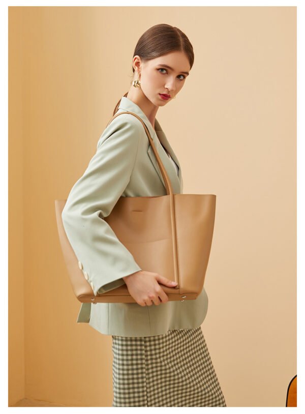 Genuine Leather Tote Bag — Large Capacity Work & Commuter Bag for Women