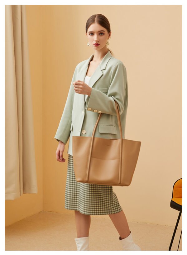 Genuine Leather Tote Bag — Large Capacity Work & Commuter Bag for Women