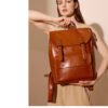 详情-45 Vintage Genuine Leather Laptop Backpack — British Retro Style & Secure Daily Carry