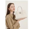 详情-47 Genuine Leather Minimalist Platinum Tote Bag — Elegant Everyday Luxury