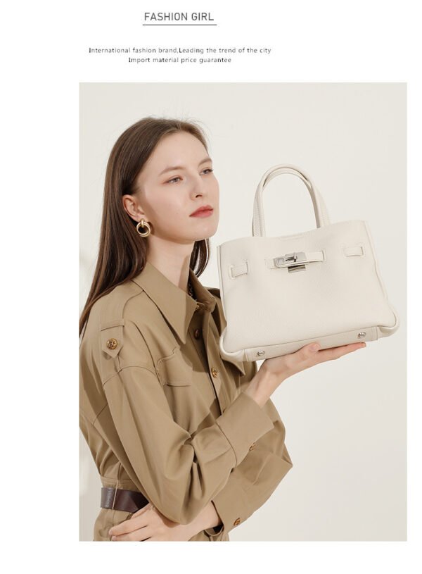 详情-47 Genuine Leather Minimalist Platinum Tote Bag — Elegant Everyday Luxury