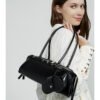 详情-48 Retro Moto-Style Leather Baguette Handbag — Belt-Detail Edge & Urban Cool