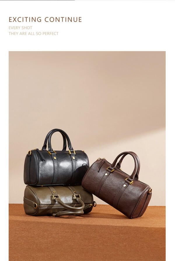 Vintage Brown Vegetable-Tanned Leather Bucket Bag — Refined Boston Shape & Everyday Elegance