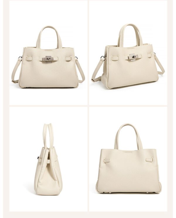 详情-53 Genuine Leather Minimalist Platinum Tote Bag — Elegant Everyday Luxury