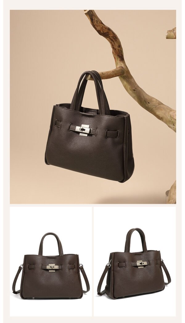 详情-54 Genuine Leather Minimalist Platinum Tote Bag — Elegant Everyday Luxury