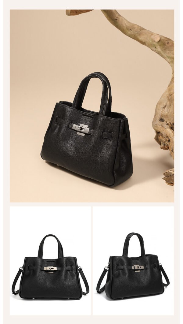 详情-55 Genuine Leather Minimalist Platinum Tote Bag — Elegant Everyday Luxury