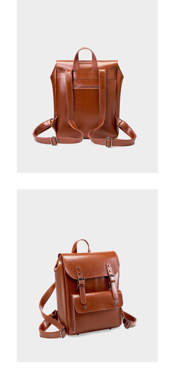 详情-56 Vintage Genuine Leather Laptop Backpack — British Retro Style & Secure Daily Carry