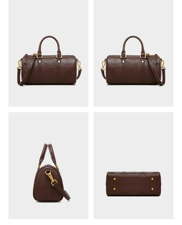 Vintage Brown Vegetable-Tanned Leather Bucket Bag — Refined Boston Shape & Everyday Elegance