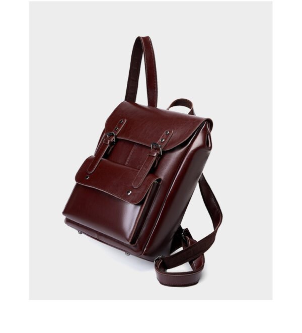 详情-59 Vintage Genuine Leather Laptop Backpack — British Retro Style & Secure Daily Carry