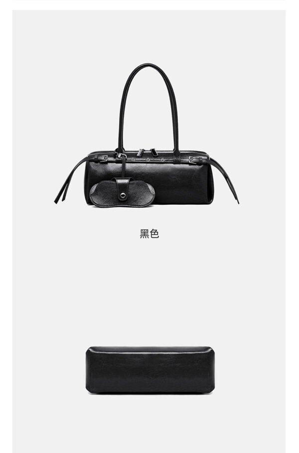 详情-60 Retro Moto-Style Leather Baguette Handbag — Belt-Detail Edge & Urban Cool