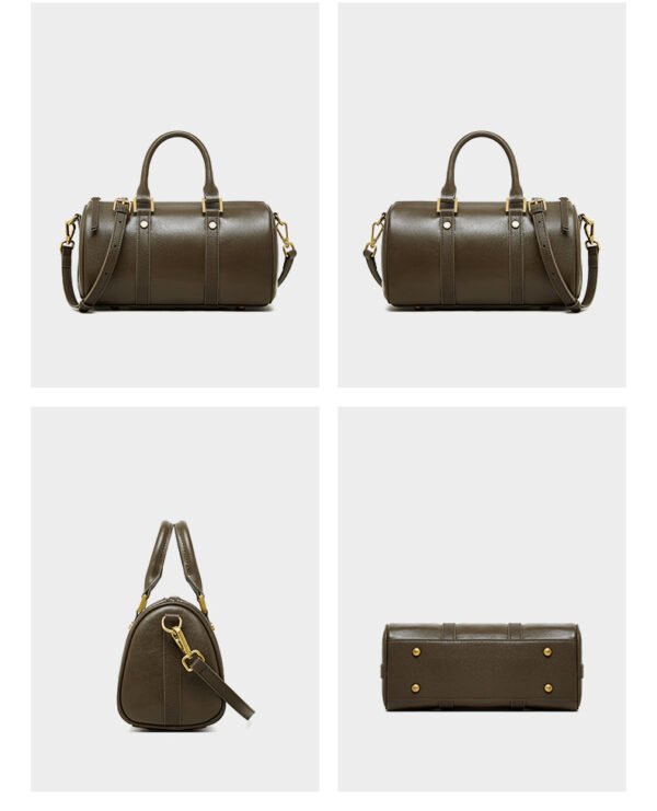 Vintage Brown Vegetable-Tanned Leather Bucket Bag — Refined Boston Shape & Everyday Elegance