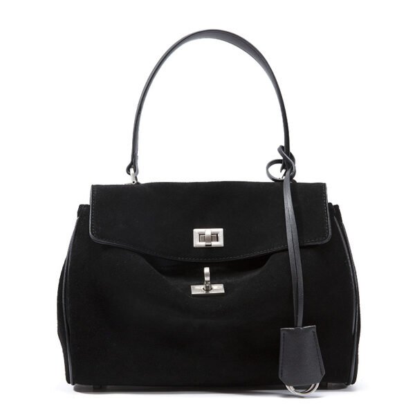 Autumn/Winter New Arrival: Suede and Satin Leather Luxury Kelly Bag with Lock Clasp Handheld, Underarm, Commuter, Single-Shoulder Tote Bag