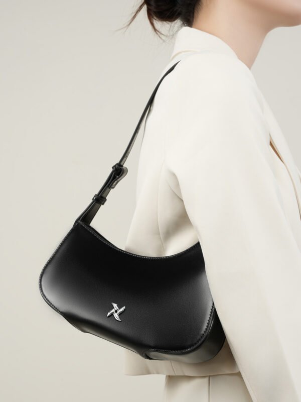 Genuine Leather Underarm Bag — Minimal Crescent Design