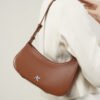 Genuine Leather Underarm Bag — Minimal Crescent Design
