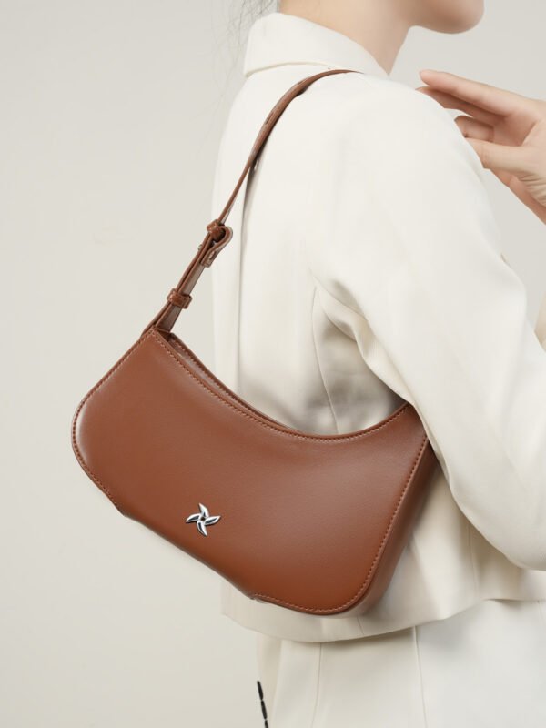Genuine Leather Underarm Bag — Minimal Crescent Design