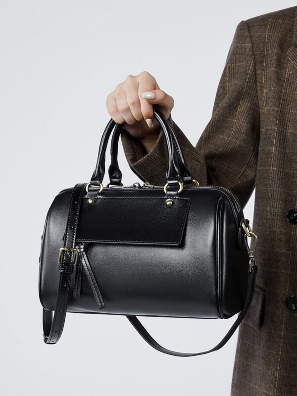 Genuine Leather Pillow Bag — Vintage Boston Style Handbag