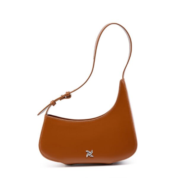 Genuine Leather Underarm Bag — Minimal Crescent Design