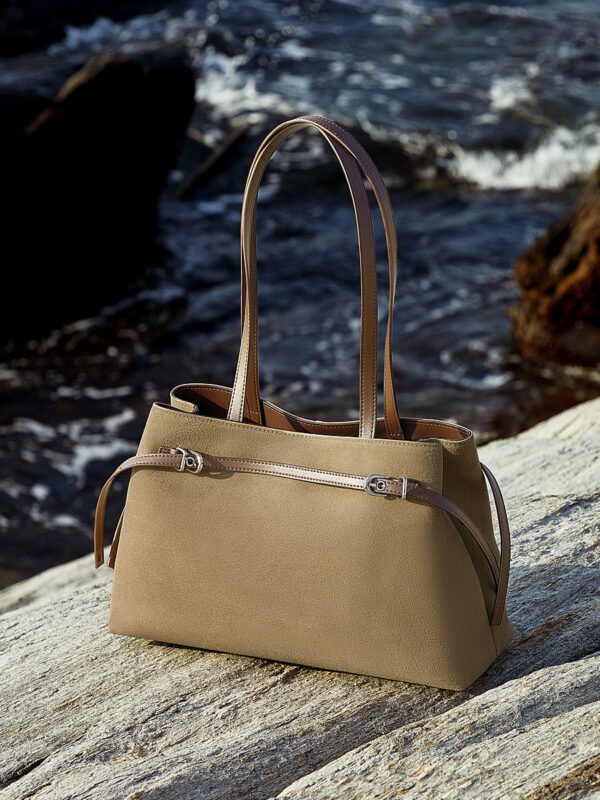 主图-09 Genuine Leather Commuter Bag — Suede Texture Large Capacity Design