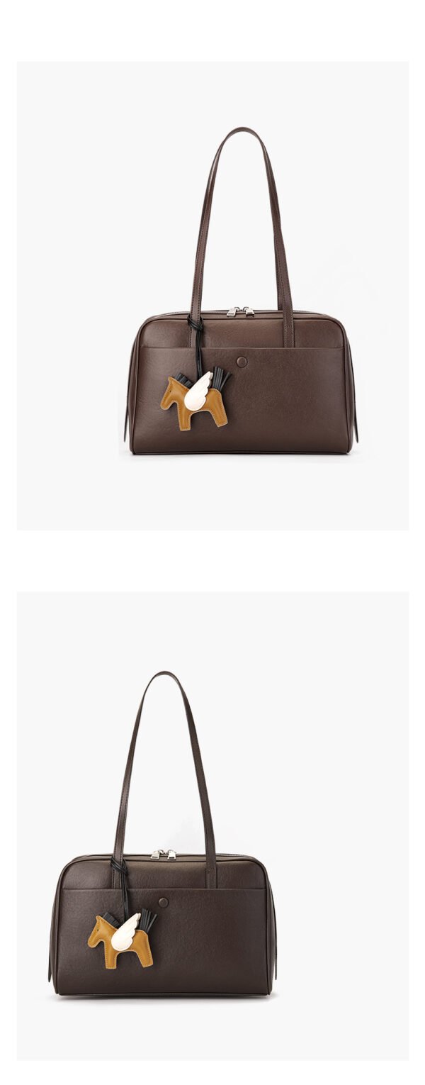 Top-grain genuine cowhide leather ladies' shoulder bag Luxury laptop tote Women's genuine leather spacious Boston bag