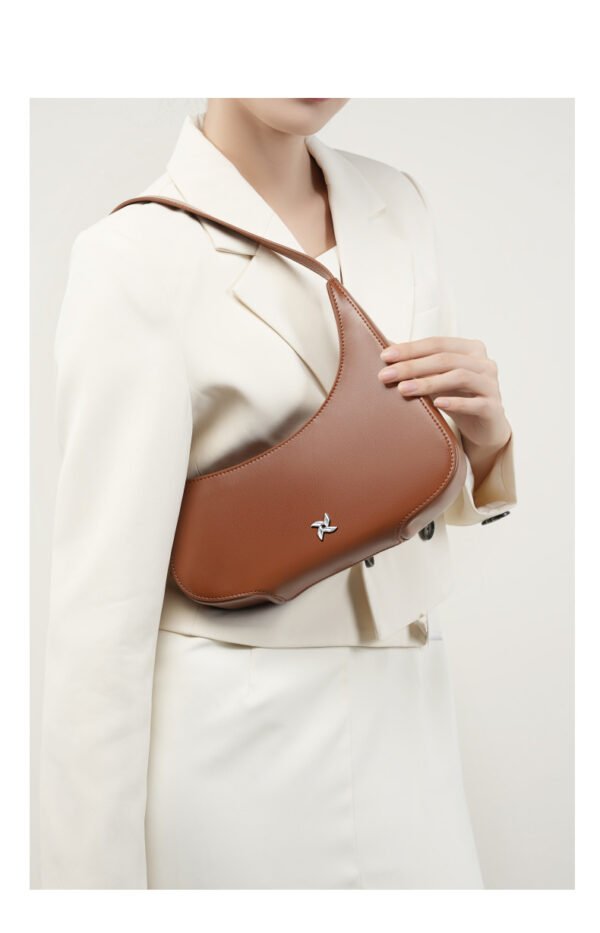 Genuine Leather Underarm Bag — Minimal Crescent Design