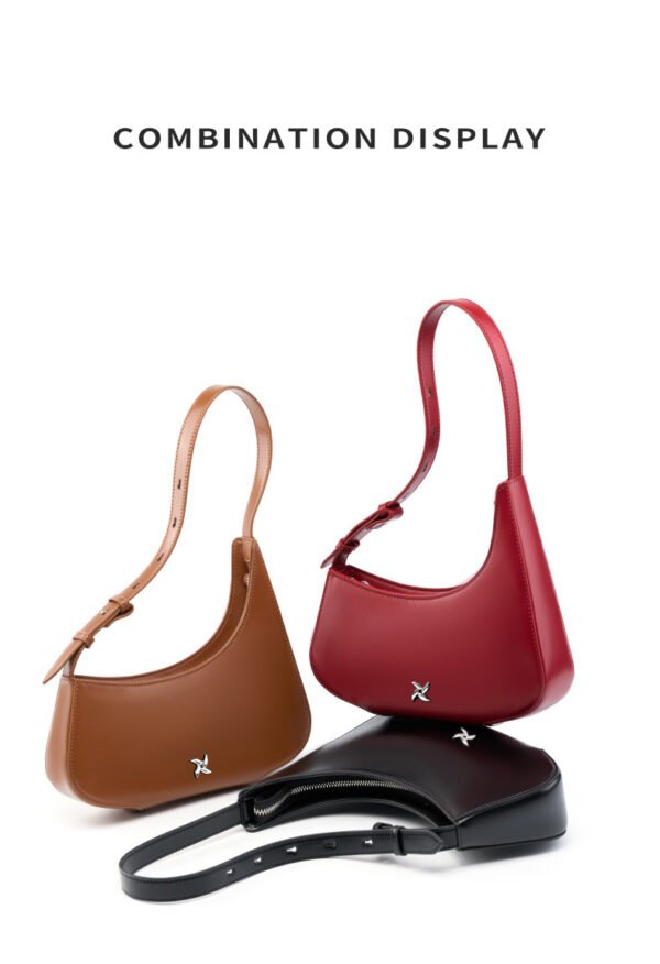 Genuine Leather Underarm Bag — Minimal Crescent Design