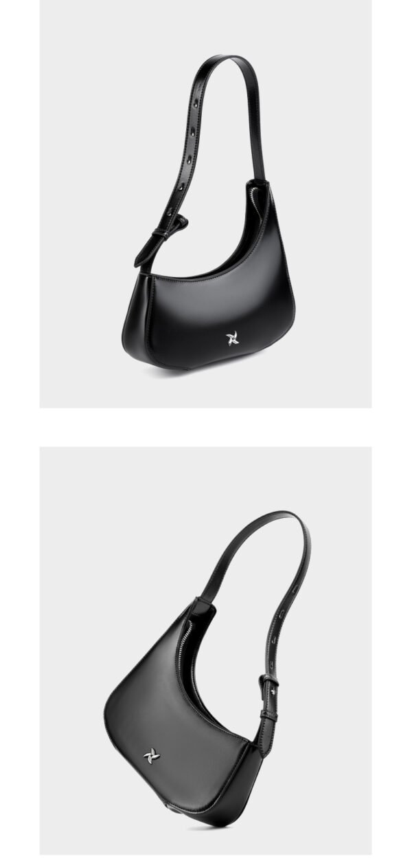 Genuine Leather Underarm Bag — Minimal Crescent Design
