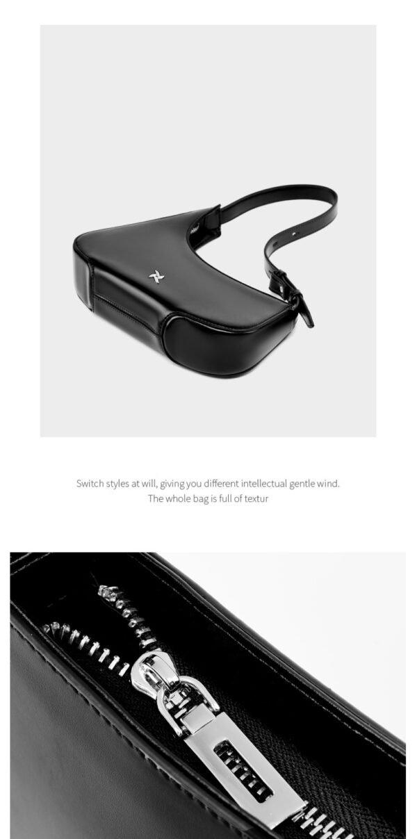 Genuine Leather Underarm Bag — Minimal Crescent Design