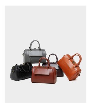 详情-38 Genuine Leather Pillow Bag — Vintage Boston Style Handbag