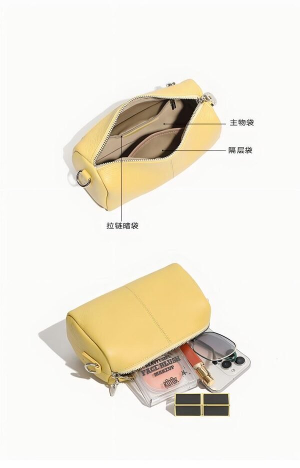 详情-41 Genuine Leather Cylinder Bag — Minimalist Commuter Shoulder Bag