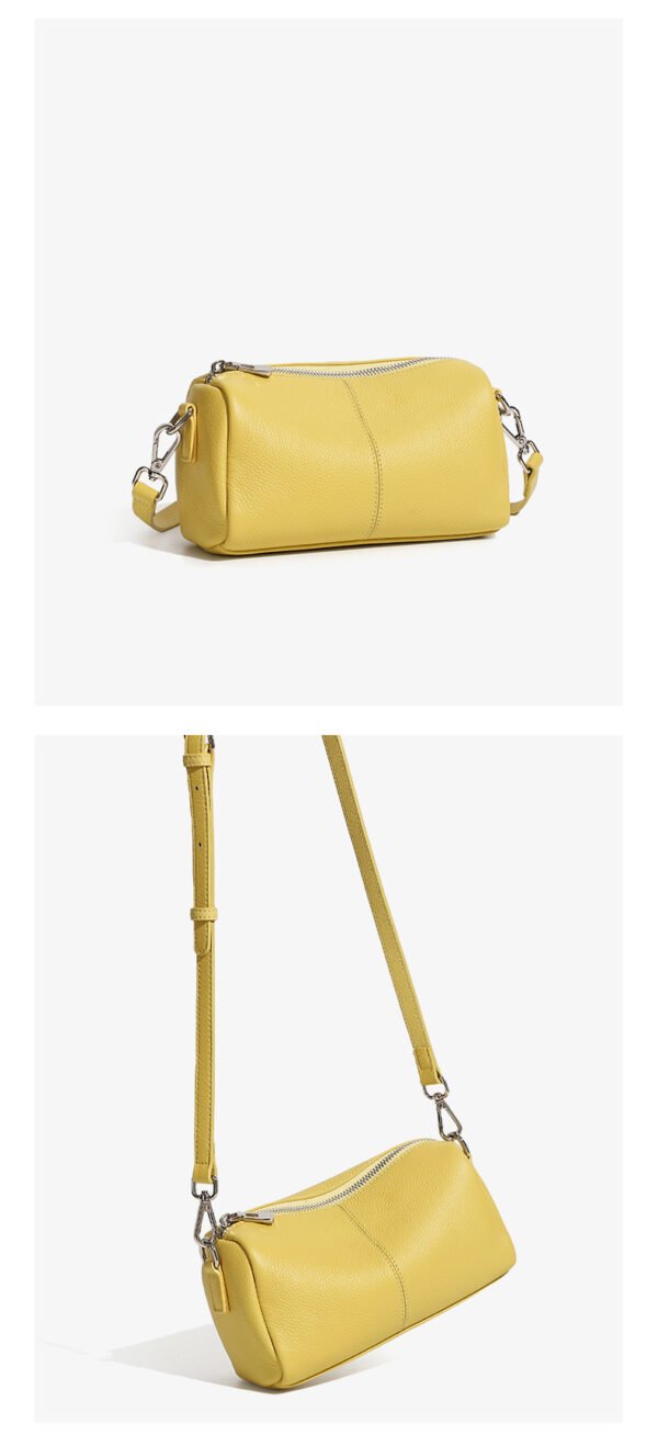 详情-50 Genuine Leather Cylinder Bag — Minimalist Commuter Shoulder Bag